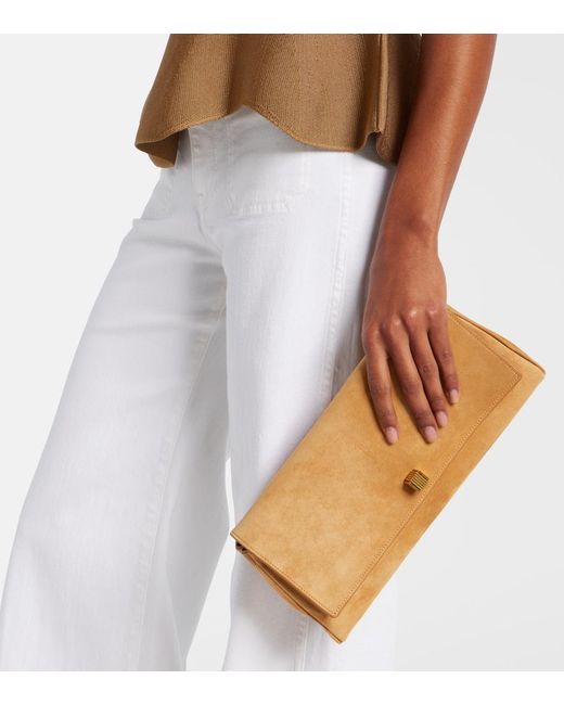 Khaite Natural Audrey Suede Clutch