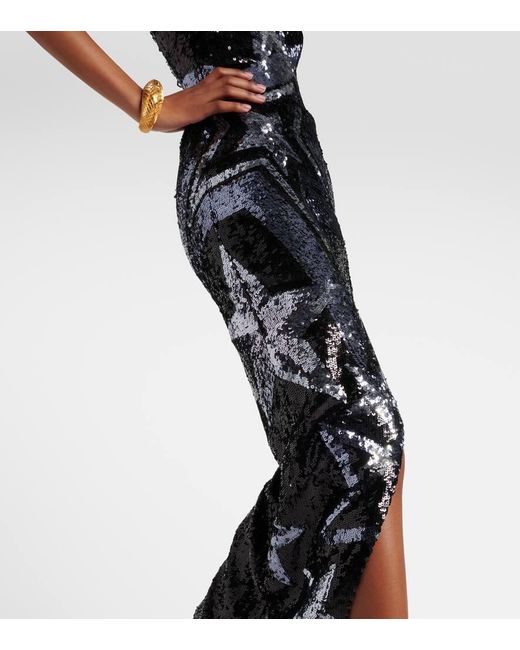 Balmain Black Sequin-Embellished Maxi Dress