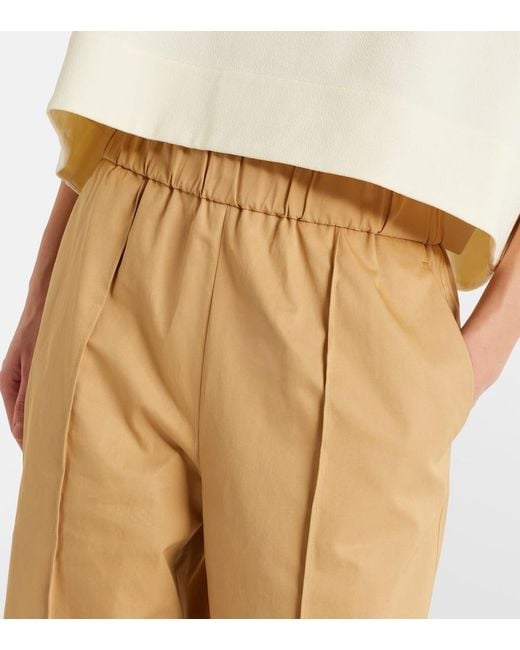 Jil Sander Natural Cotton Drill Wide-Leg Pants