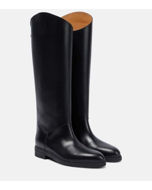 Loro Piana Kilda Leather Knee-High Boots in Black | Lyst