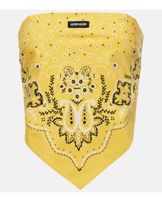 Miu Miu Metallic Bandana Cotton Bandeau Top