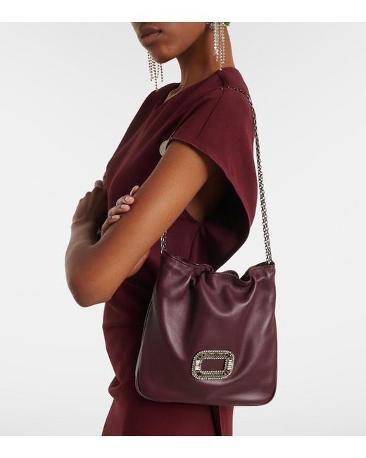 Roger Vivier White Pilgrim Mini Leather Bucket Bag