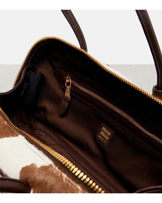 Miu Miu Brown Beau Medium Calf Hair Shoulder Bag