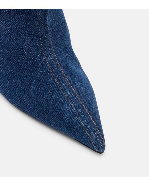 Balmain Blue Denim Ankle Boots