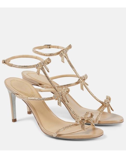 Rene Caovilla Metallic Caterina 80 Bow-Detail Embellished Sandals