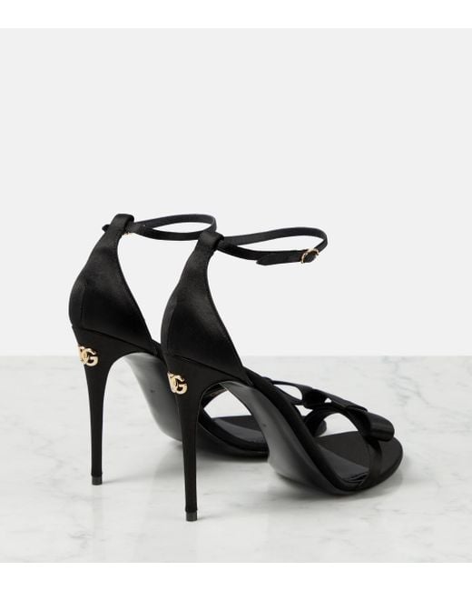 Dolce & Gabbana Black Keira Bow-applique Satin Sandals