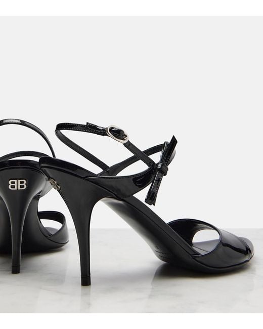 Balenciaga Black Avenue Bow Patent Leather Sandals