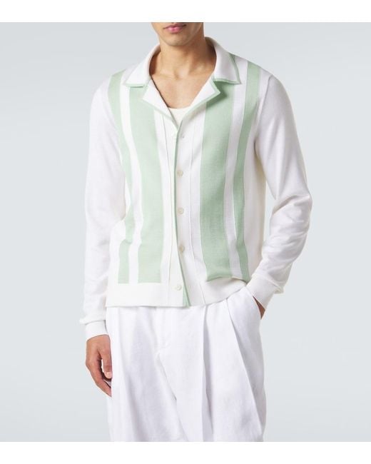 Dolce & Gabbana Green Striped Wool And Silk Shirt for men