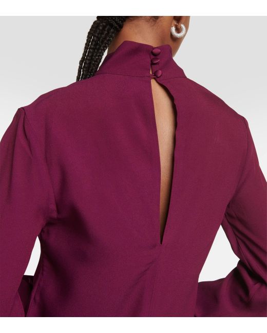 ‎Taller Marmo Purple Gina Feather-trimmed Crepe Minidress