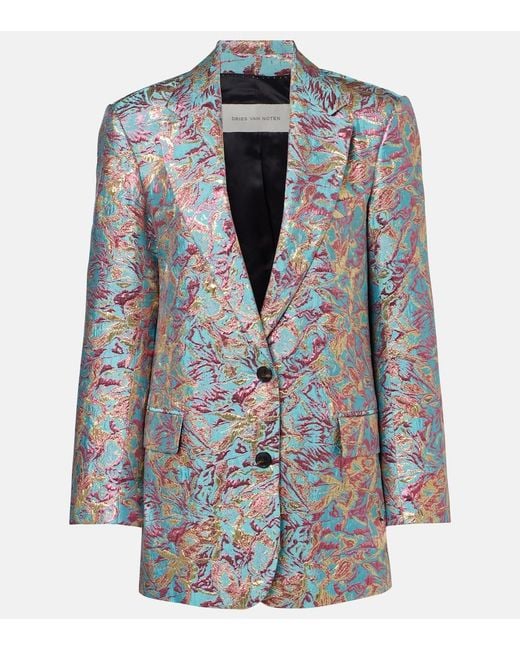 Dries Van Noten Blue Basti Jacquard Jacket