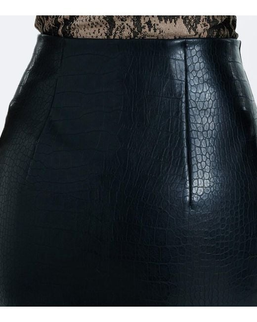 Wolford Black Embossed Croc-Effect Miniskirt