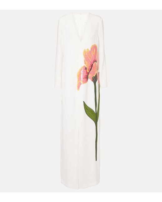 Costarellos White Maxikleid Jennis Aus Crepe Mit Pailletten