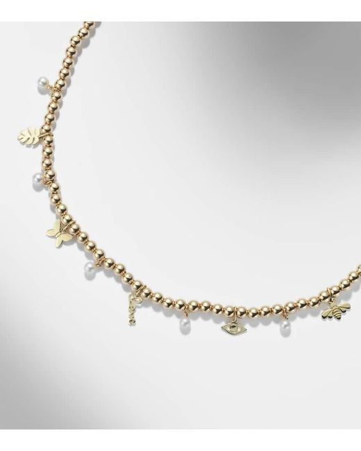 Sydney Evan Metallic 14Kt Beaded Pendant Necklace With Pearls