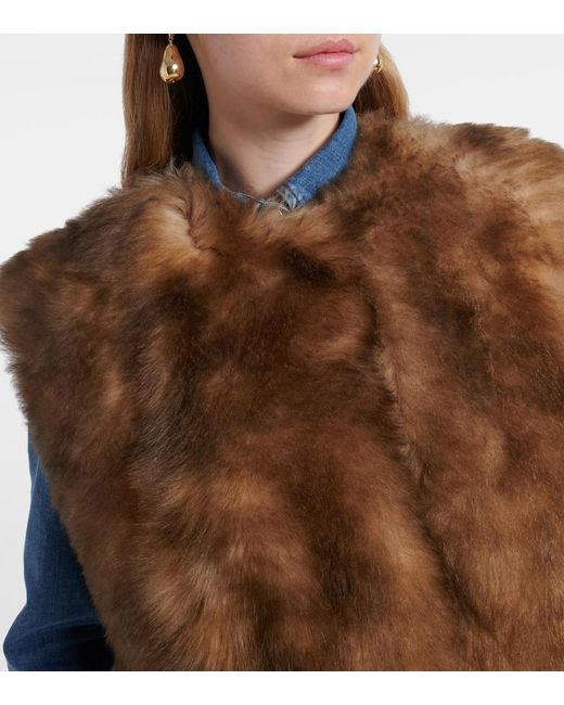 Dolce & Gabbana Brown Cropped Shearling Vest