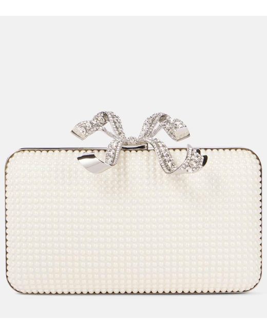 Self-Portrait Natural Clutch Bow Mit Zierperlen Und Kristallen
