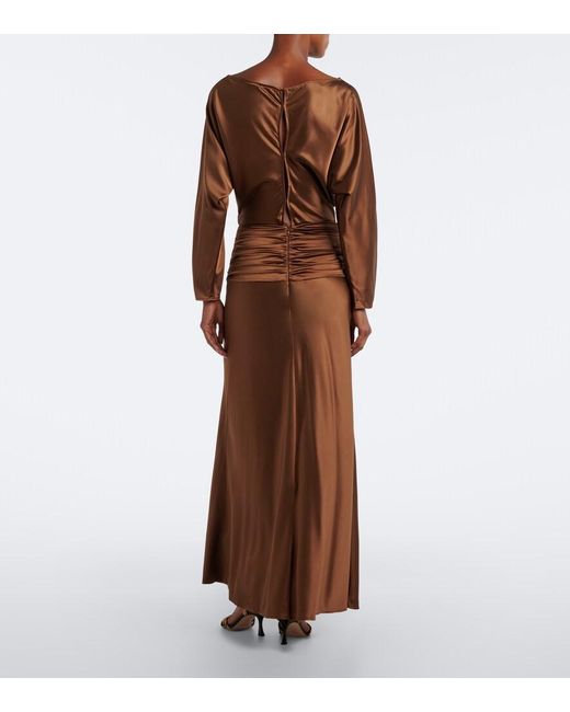 Staud Brown Freda Silk-Blend Satin Gown