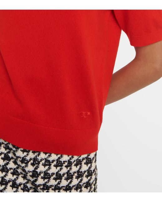 Tory Burch Red Sequined Wool And Cashmere Sweater