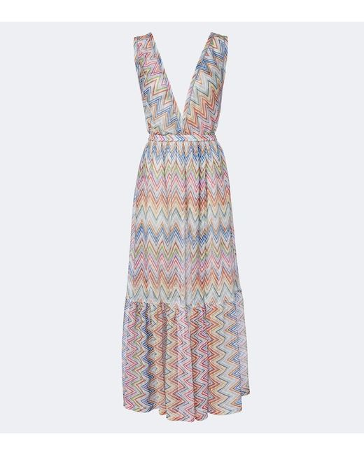 Missoni Purple Zigzag Tiered Tulle Beach Dress