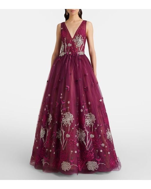 Costarellos Red Embellished Gown