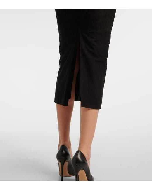 Alex Perry Black Suede Midi Dress