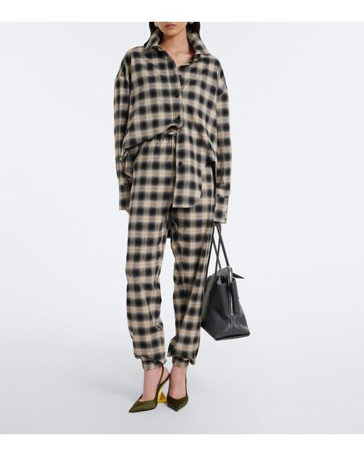 The Attico Gray Checked Cotton Sweatpants
