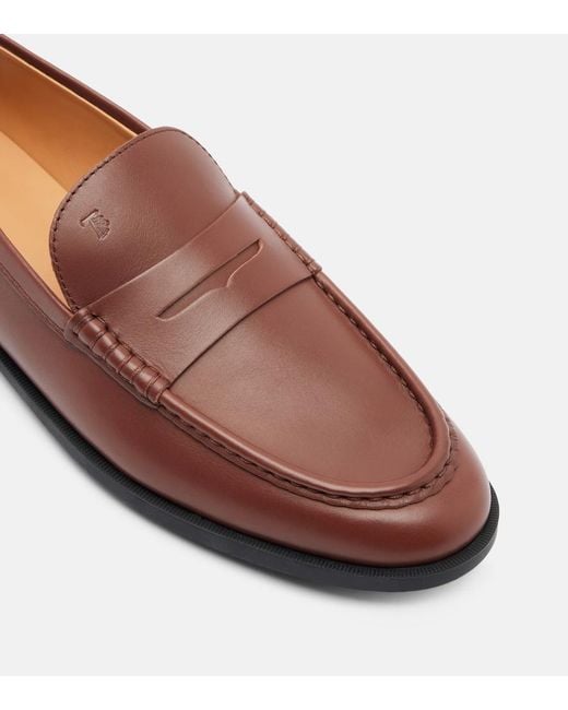 Tod's Brown Gommino Leather Penny Loafers
