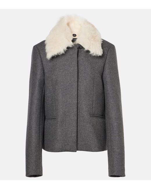 Totême Black Shearling-Trimmed Wool-Blend Jacket