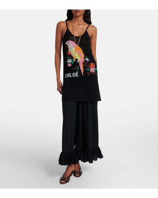 Chloé Black Embroidered Cotton Minidress