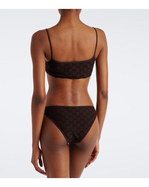 Gucci Black Gg Terry-Trimmed Jersey Bikini