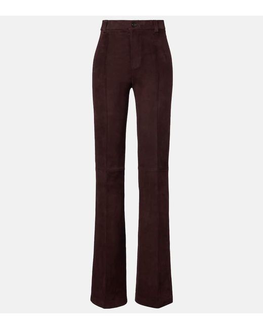 Stouls Purple Lizzy High-Rise Suede Wide-Leg Pants