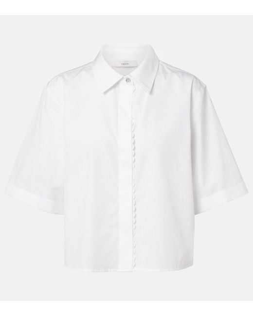 Vince White Scalloped Cotton Poplin Shirt