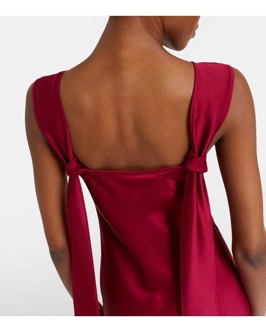 Max Mara Red Crepe Satin Maxi Dress