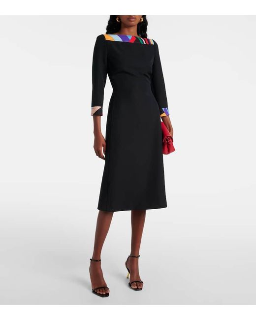 Emilio Pucci Black Cady Polyester Midi Dress