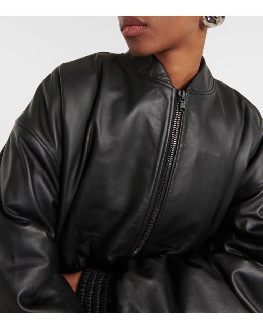 Wardrobe NYC Black Leather Bomber Jacket