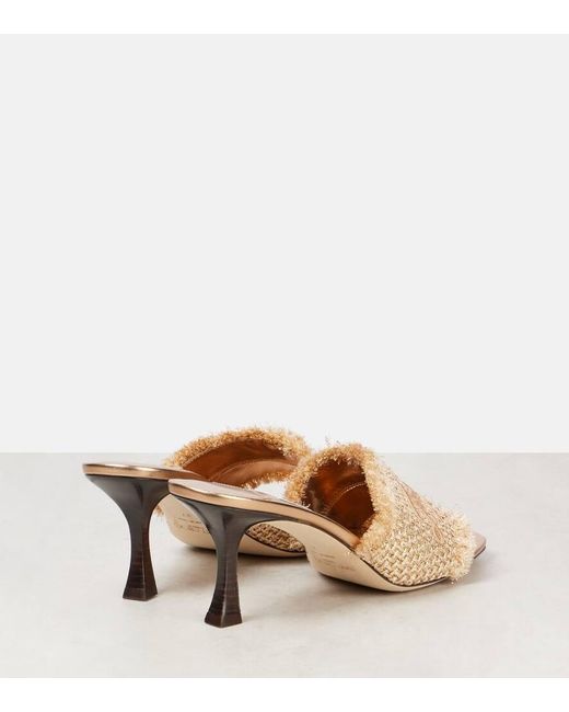 Jimmy Choo Natural Alexia 70 Logo Woven Lame Mules