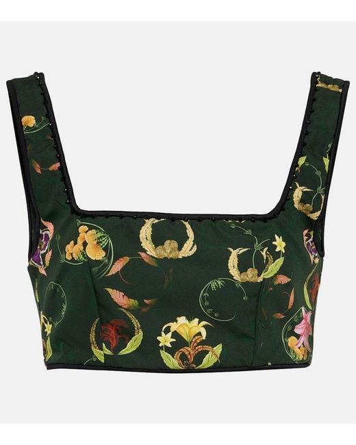 Agua Bendita Gray Amanda Marina Embroidered Crop Top