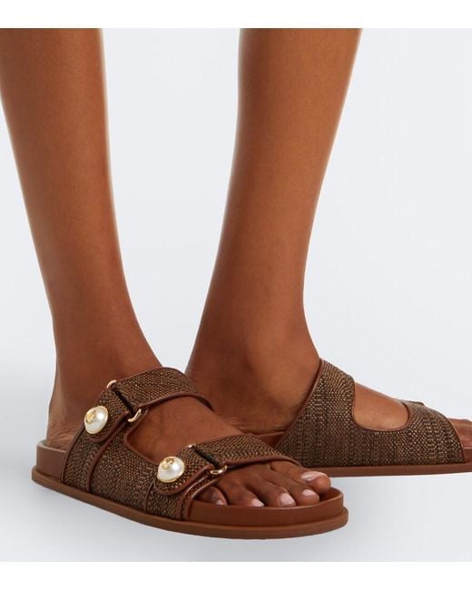 Jimmy Choo Brown Fayence Raffia-Effect Sandals