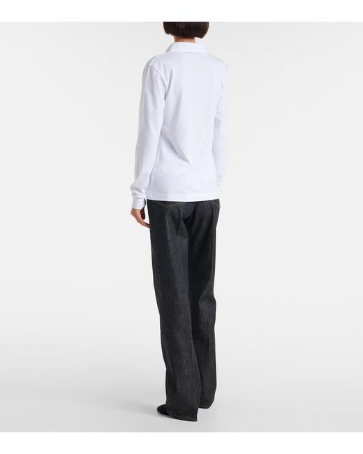 Dries Van Noten White Cotton Jersey Polo Shirt