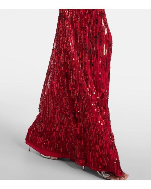 Abito lungo Sungem con paillettes di Jenny Packham in Red
