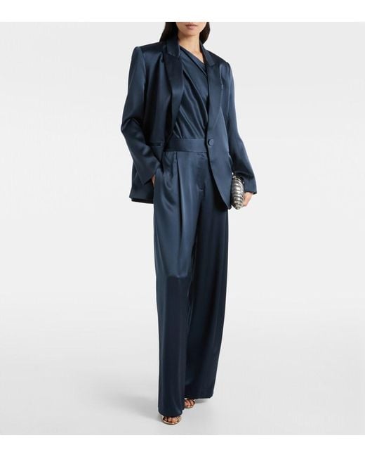 The Sei Blue High-Rise Silk Wide-Leg Pants