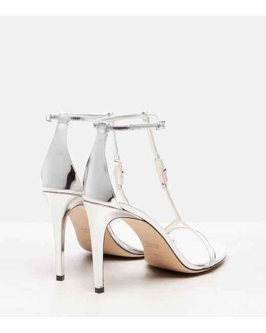 Sandalias De Piel Adornadas Gucci de color White