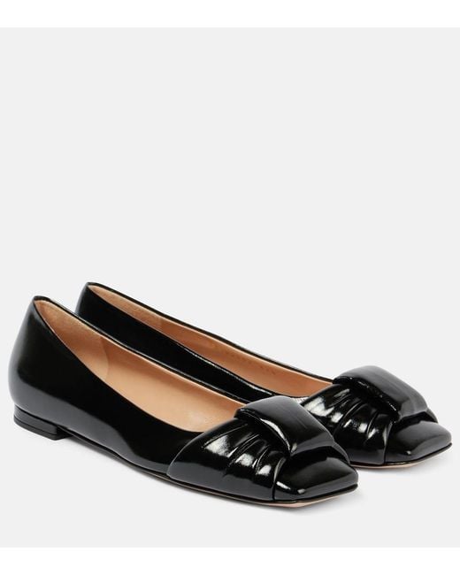 Gianvito Rossi Black Paradi Bow-Detail Leather Ballet Flats