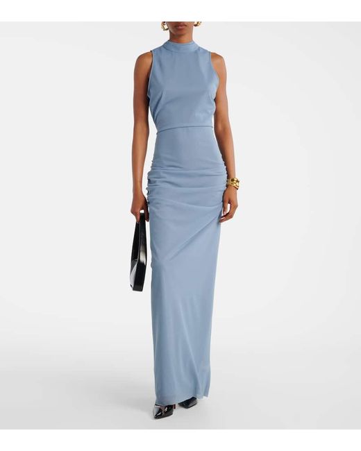 Sir Blue Ruby Open-Back Semi-Sheer Cocktail Dress