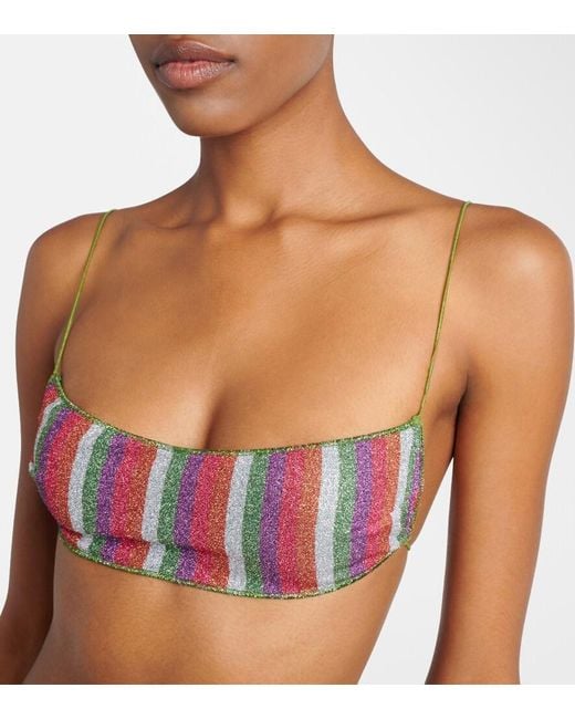 Oseree White Lumiere Striped Bikini