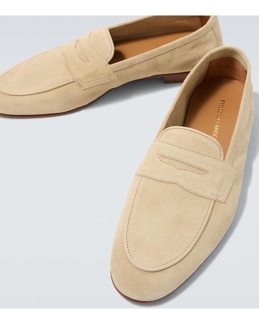 Frescobol Carioca White Leme Suede Penny Loafers for men