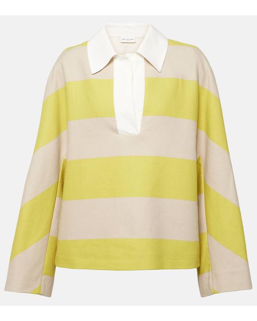 Dries Van Noten Yellow Striped Cotton-blend Top