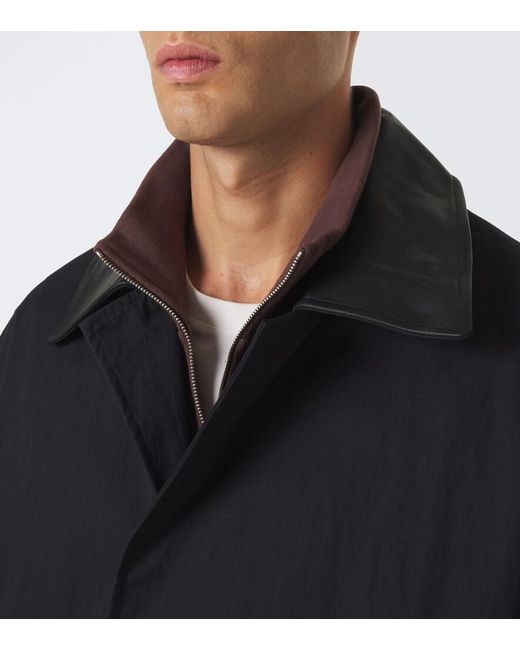 Studio Nicholson Blue Revere Leather-Trimmed Cotton-Blend Trench Coat for men