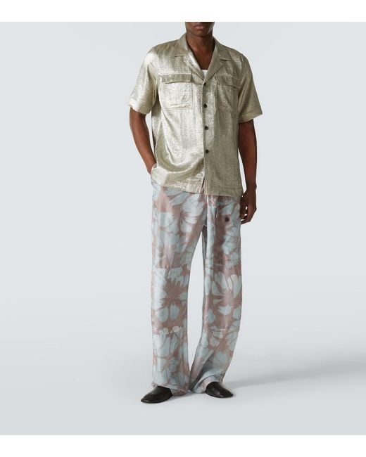 Dries Van Noten Gray Pleated Shirt for men