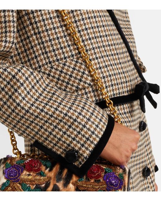 Valentino Brown Houndstooth Virgin Wool Jacket