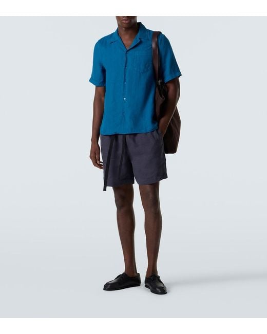 Vilebrequin Blue Charli Linen Bowling Shirt for men